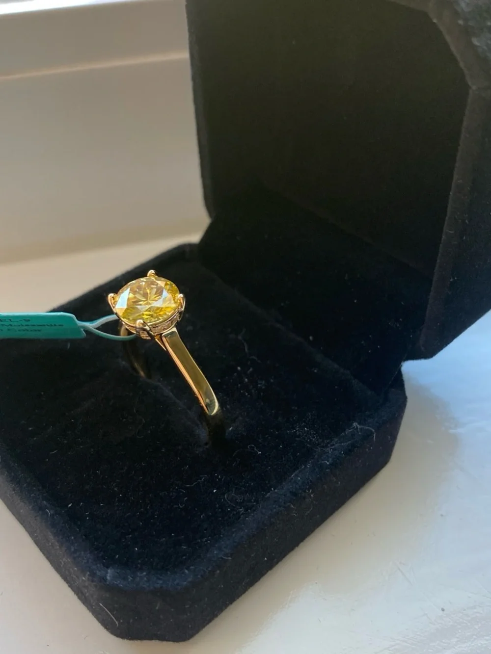 Round Cut Yellow Moissanite Ring Size 9